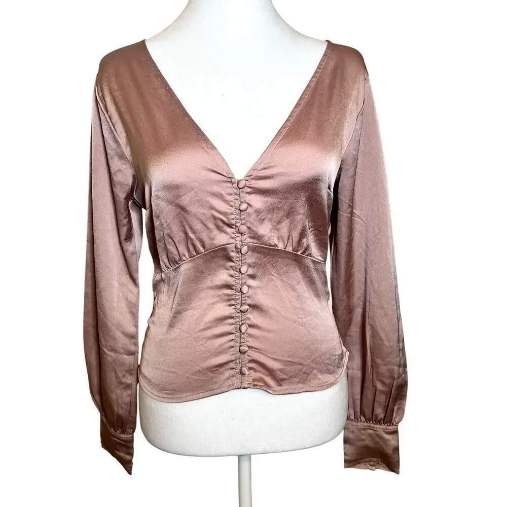 Abercrombie & Fitch Pink Satin Corset Style Top Medium Coquette, Feminine VGUC